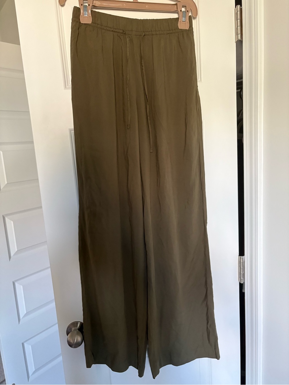 H&M Olive Wide-Leg Drawstring Skirt